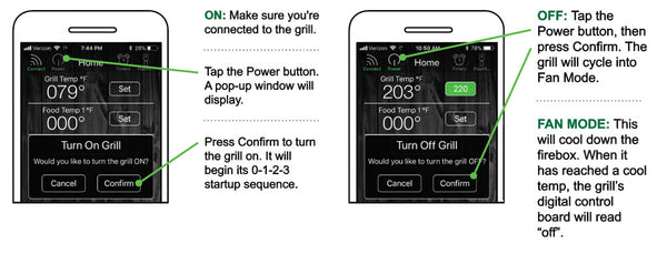 Turning your grill ON/OFF